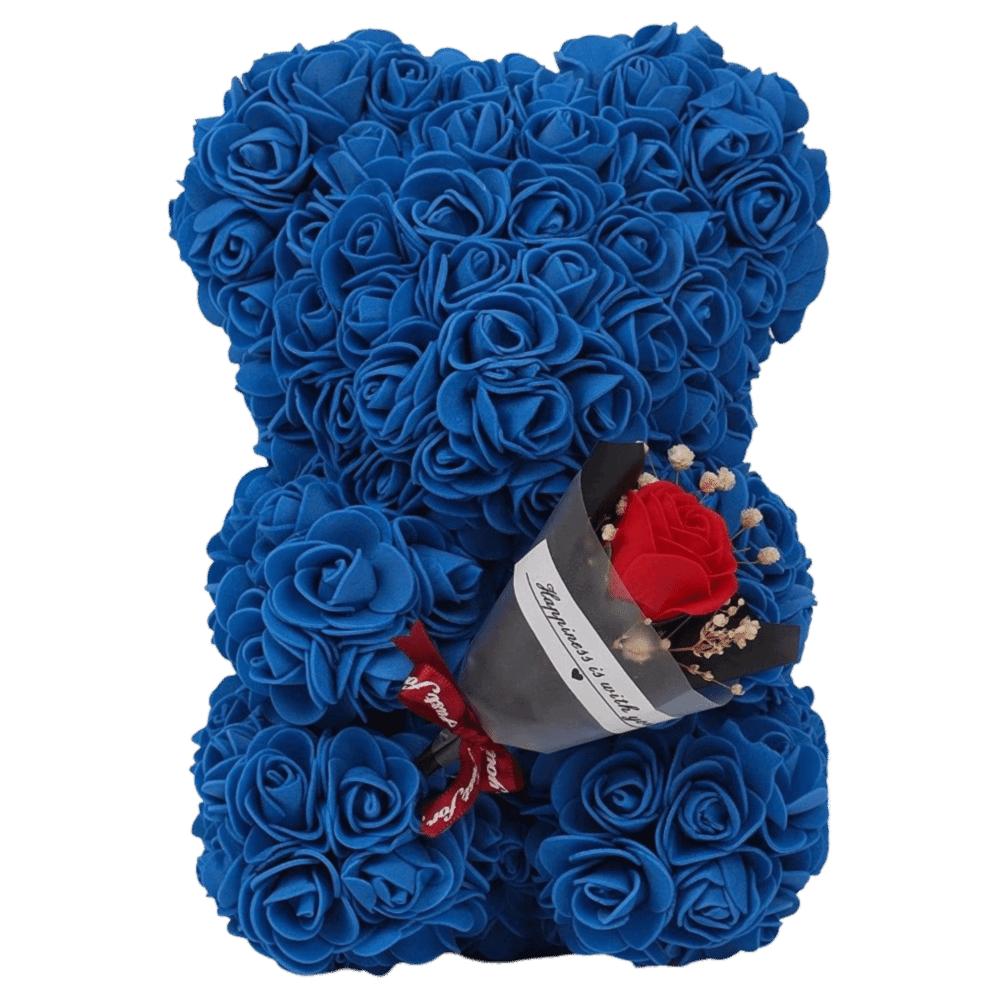 24cm Size Eternal Rose Bear Long Lasting Foam Flowers Rose Bear Creative Design Artificial Rose Eternal Rose Bear Home Decor темно-синий