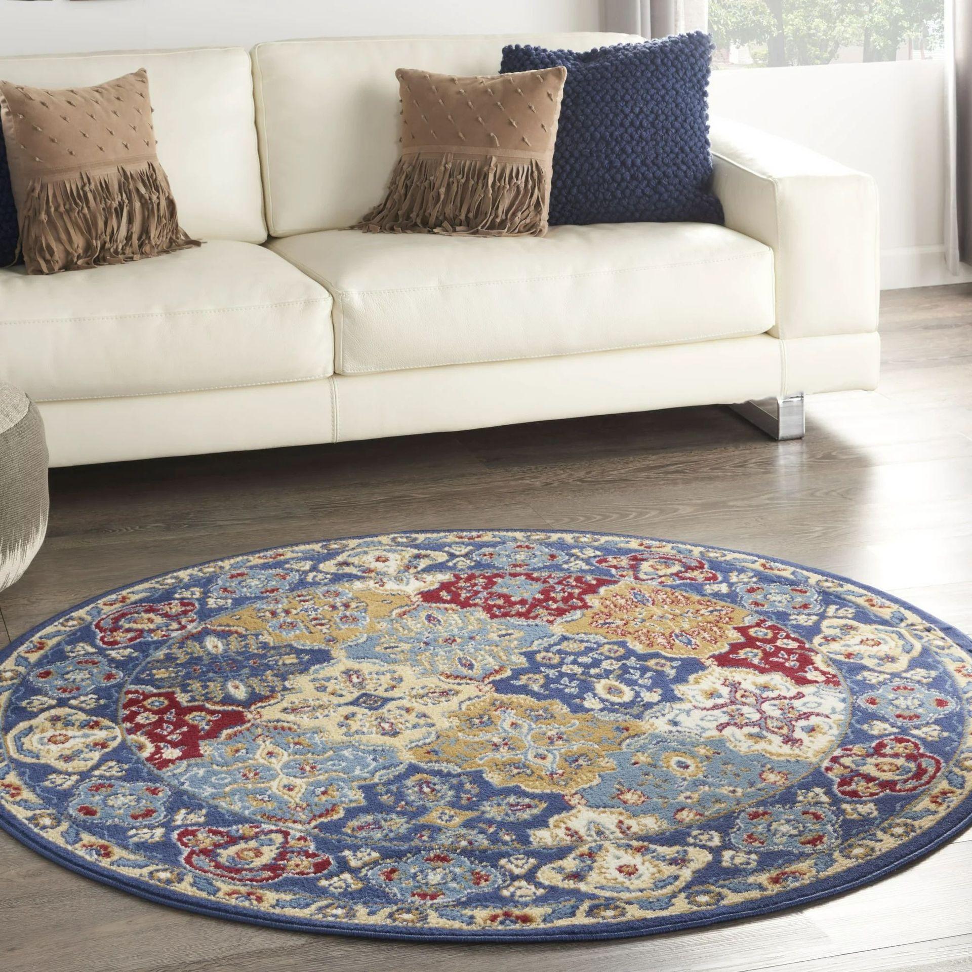 

Vintage Round Floral Pattern Rug, Bohemian Area Floor Mat for Living Room, Bedroom, Home Decor Carpet Home Area Rug 60cmx60cm