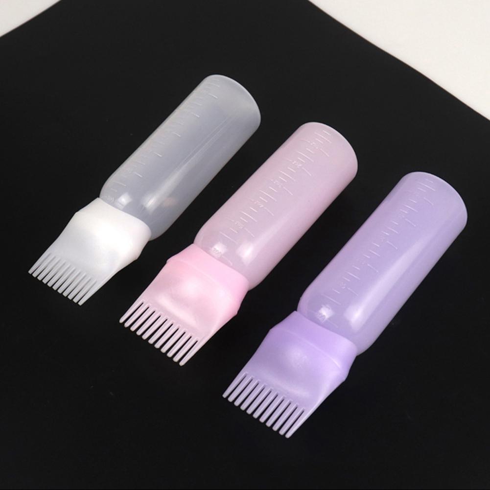 Hair Oil Application Bottle with 3 Pointed Mouth Caps and 6 Ounces Hair Dye Bottle Root Comb Hairdressing Dyeing Comb Bottles