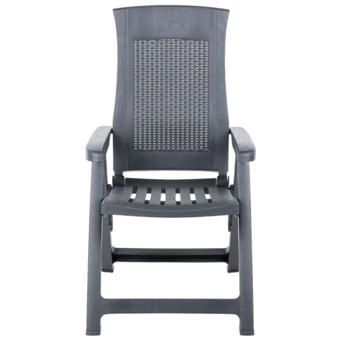 Garden Reclining Chairs - VIDAXL - Anthracite - Plastic - Set of 2 - Contemporary