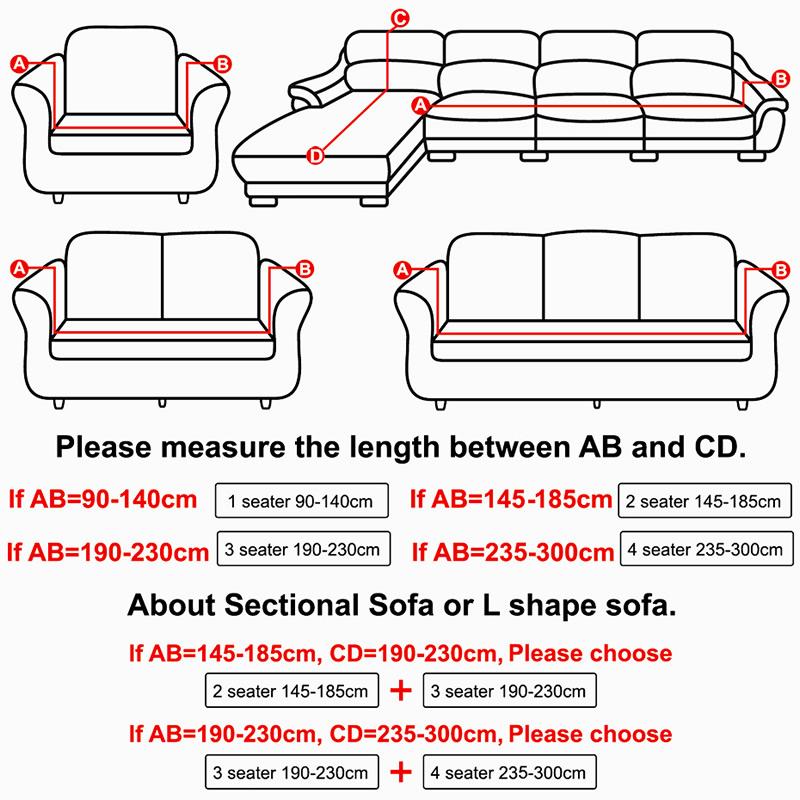 Waterproof Living Sofa Cover Solid Color Elastic Corner Couch Covers Designed For Living Room Home Decor 1 /2 /3 /4 -Seater L Shape Living Sofa
