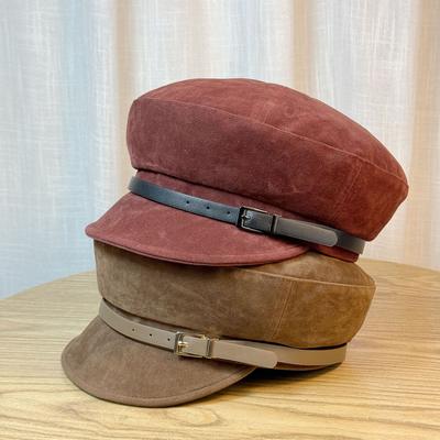 Angora Red Suede Newsboy Hat Women's Autumn and Winter British Literary Beret with A Small Temperament Painter's Hat