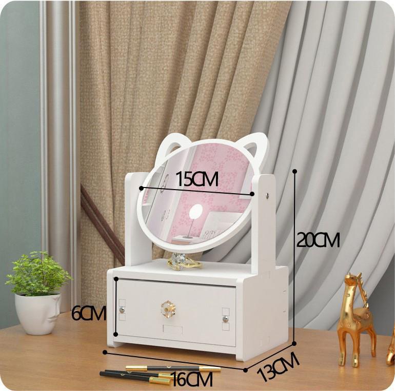 Portable Desktop Makeup Mirror & Skincare Organizer with Dustproof Storage for Cosmetics, Lipsticks, and Jewelry