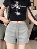 Women's High Waist Casual Summer Shorts - Gray, White, and Black Versatile Hot Pants