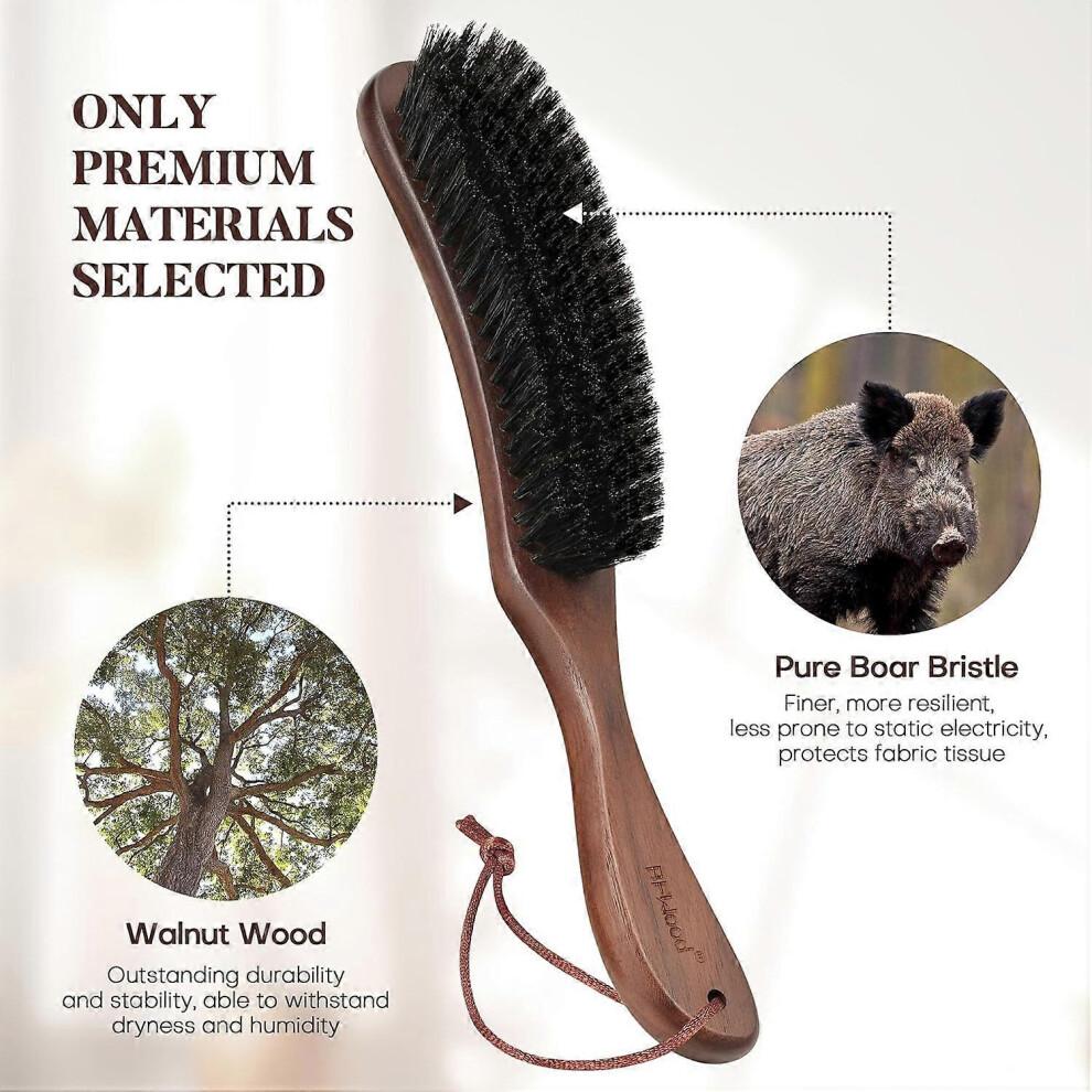 Boar Bristle Lint Brush for Suits Cashmere Wool Velvet Suede and Pet Hair Large Size Clothes Brush