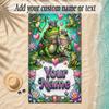 Frog Theme Soft Beach Towel Personalized Custom Name Text Towel Portable for Beach Pool Travel
