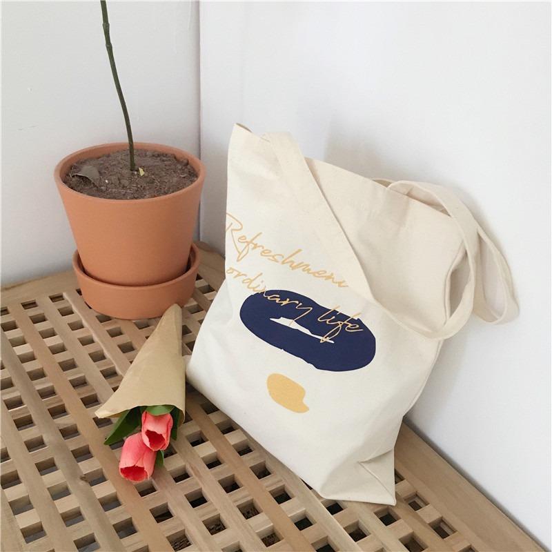 

1 холщовая сумка, ручная сумка на плечо, цветной блок, сумка для покупок с граффити в виде букв, школьница Тао