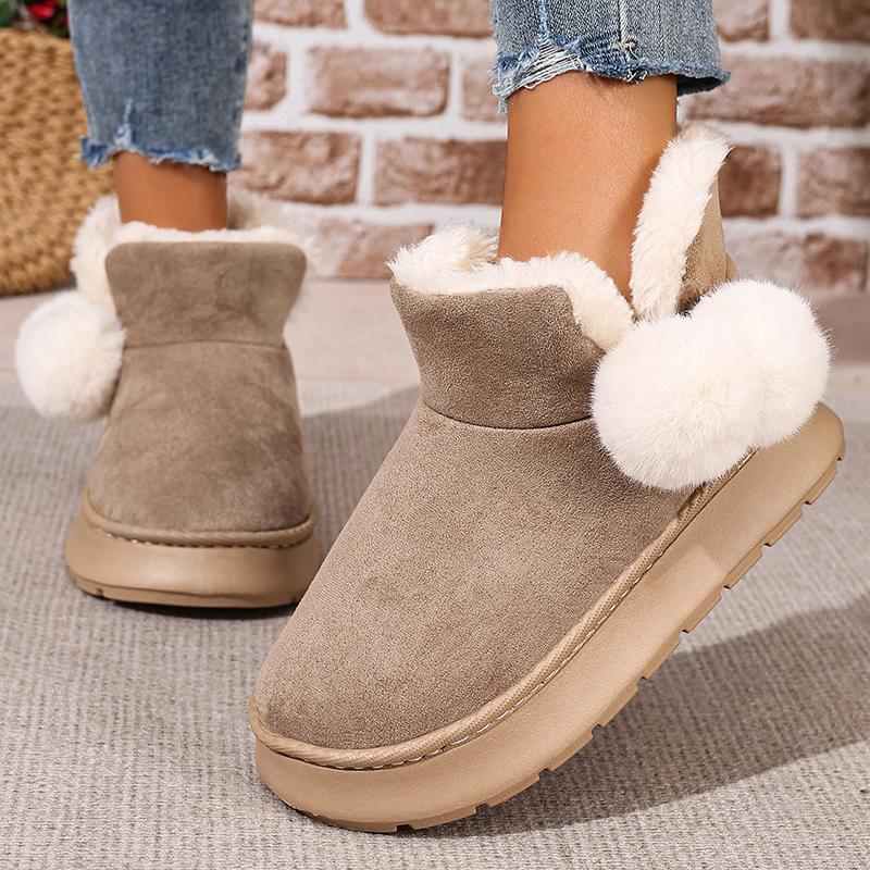 Fashion Faux Suede Platform Snow Boots Women Non Slip Thicken Plush Warm Cotton Padded Shoes Woman Comfort Fluffy Fur Ankle Boots Female