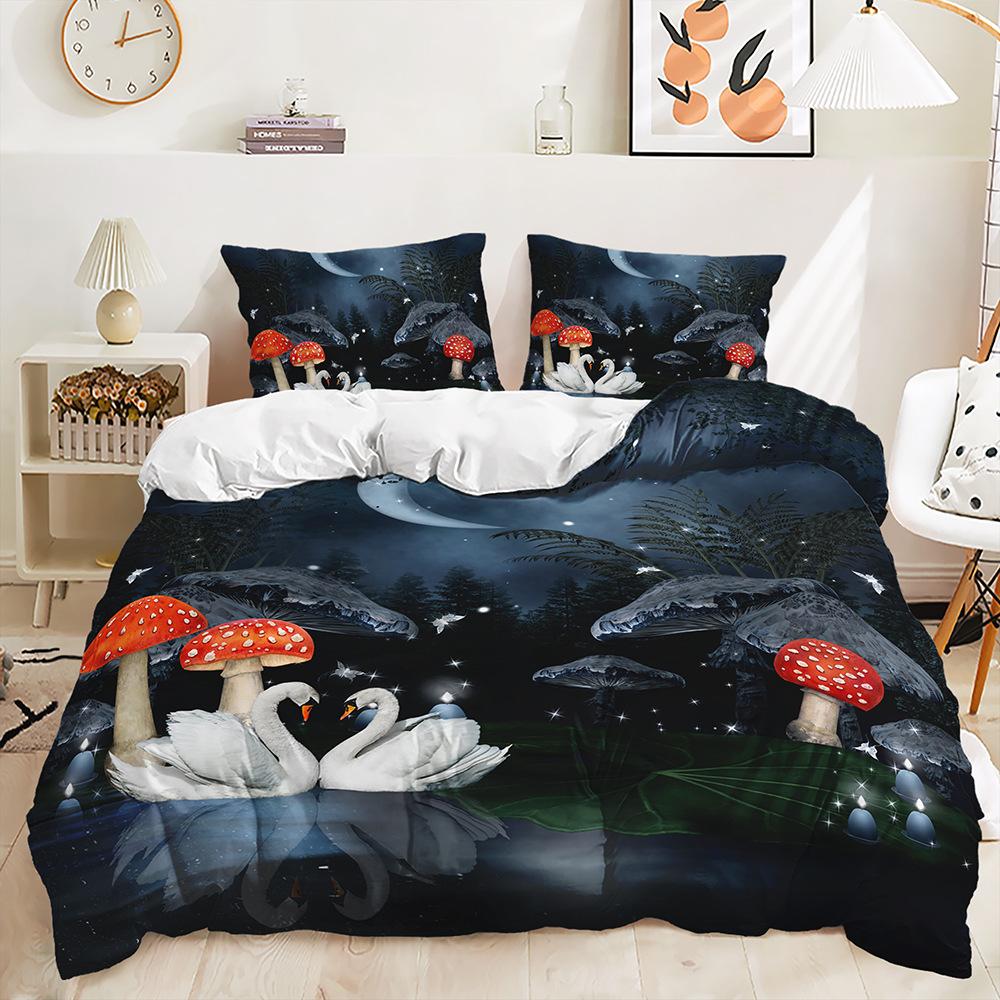 

Трехпредметный 3D комплект одеяла с грибами Двухпредметный комплект постельного белья Комплект для цифровой печати 135 * 200 (two-piece set) 90g