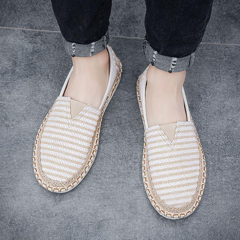 Fashion Stripe Sneakers Non Slip Canvas Man Shoe Lightweight High Quality Fashion Elegant Legitimate Comfortable Casual Shoes for Men