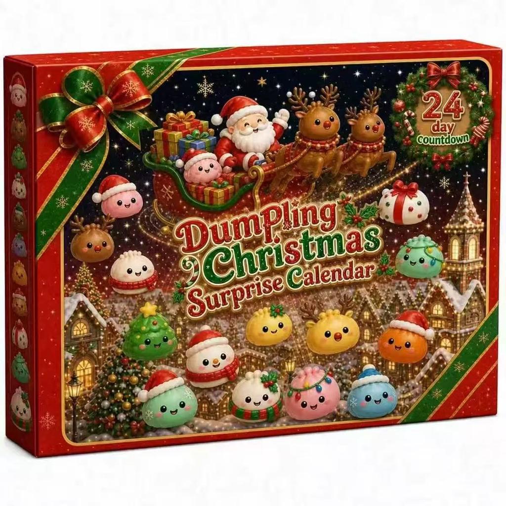 Christmas Squishies Advent Calendar 2026 24 Days Countdown Dumpling Squishy Toys Slow Rising Squeeze Fidget Sensory Decor Gift