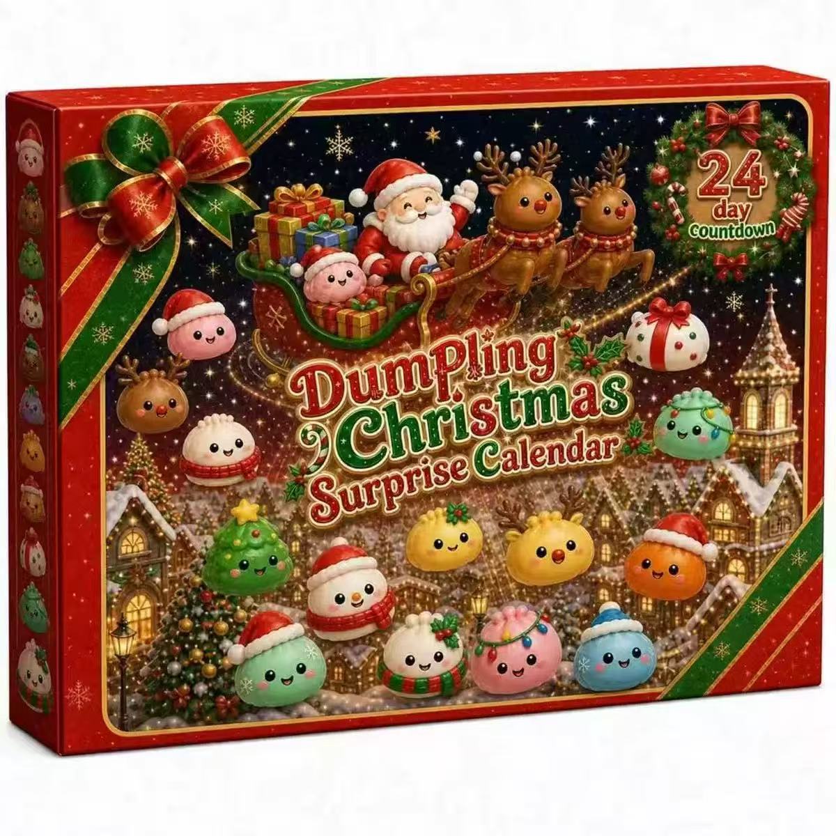 Kerst Squishies Adventskalender 2026 24 Dagen Aftellen Dumpling Squishy Speelgoed Langzaam Rijzend Knijp Fidget Sensorisch Decor Cadeau