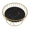 Round Fruit Basket Large Capacity Hollow Metal Fruit Bowl Stand for Dessert Snacks Bread L Black