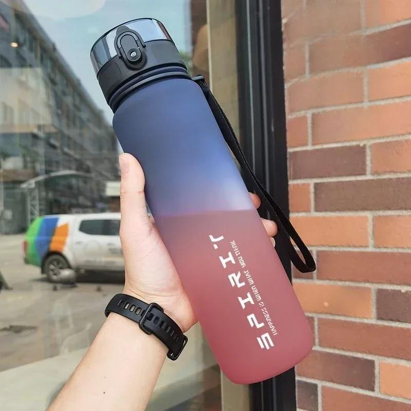 500ml/650ml/1000ml Sports Water Bottle Leak Proof Colorful Plastic Cup Drinking for Outdoor Travel Portable Gym Fitness Jugs