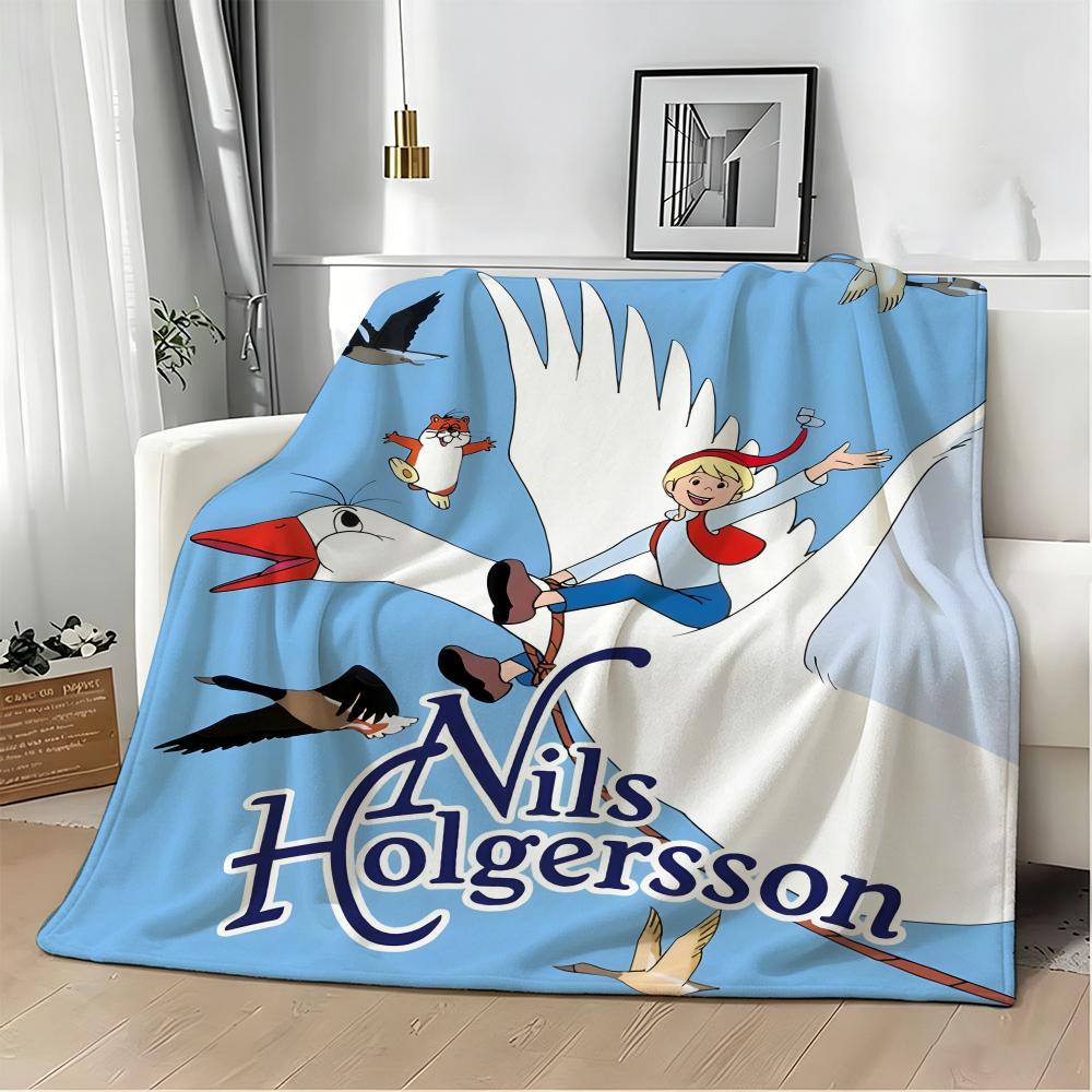 Hit Anime N-Nils H-Holgerssons Throw Lightweight 240G Flannel Blanket Soft Skin-Friendly For Summer Cooling