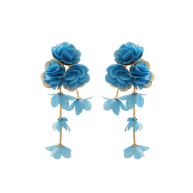 Floral Chiffon Layered Earrings Women Beach Vacation Statement Lightweight Luxury Minimalist Design