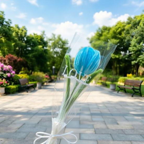 Twist Stick Tulip Bouquet Suede Texture Artificial Tulip Flowers in Pipe Cleaners Tulip Flowers Bouquet Long-Lasting Simulation Tulips for