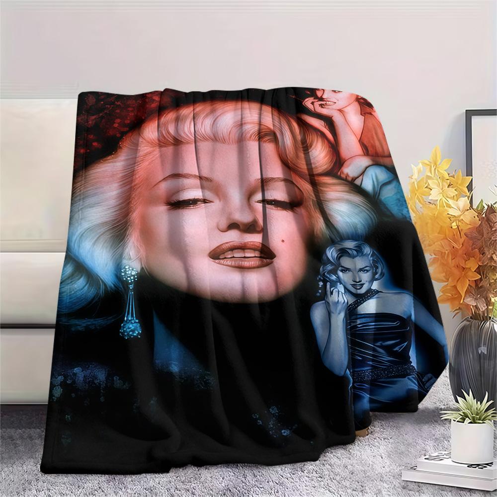 1PC Marilyn Monroe Print FlAannel Blanket, High quality Comfortable for All Seasons, Home Decor, Warmth and Comfort