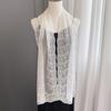 Spring Summer Thin Silk Scarf Soft Pearl Decorative Small Long Scarf 153x30cm Embroidered Flower Women Lace Shawl