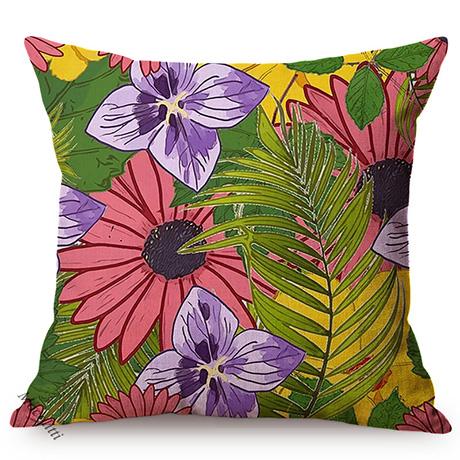 Cotton And Linen Cushion Cover, Tropical Jungle Floral Style, Banana Leaf, Frangipani, Sofa Pillow Case, Home Decoration