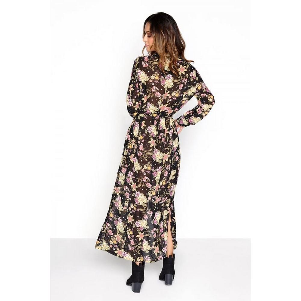 Girls On Film Womens/Ladies Black Floral Shirt Dress