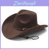 Cappello da Cowboy Western da Uomo in Pelle Scamosciata con Fibbia Metallica per Autunno Inverno Stile Elegante