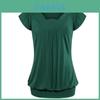 Elegant Women's Fashion Summer V-neck Short Sleeve Pleated Loose Blouse Plus Size