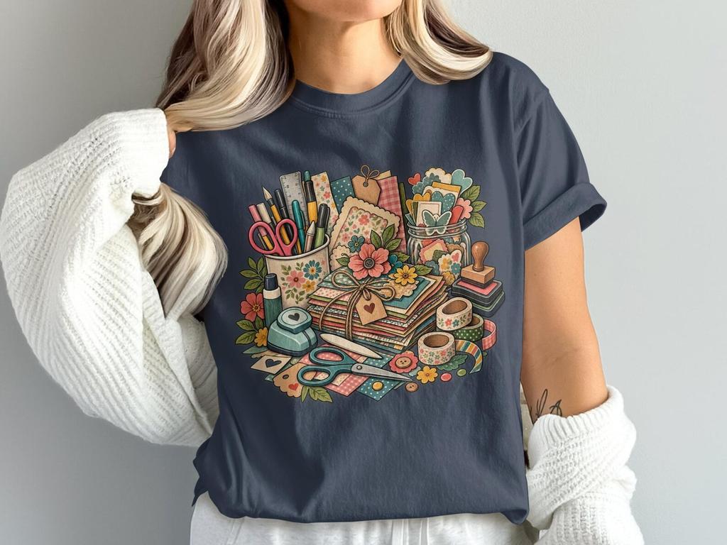 Scrapbooking T-Shirt, Vintage Crafter Shirt for Junk Journal Lovers, Cute Paper Craft Graphic Tee, Cozy Artist Gift for Mom