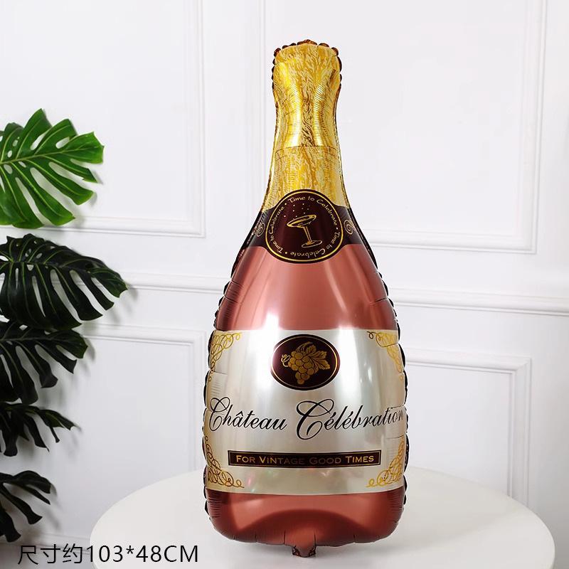 Birthday Decoration Anniversary Background Wall Decoration Holiday Supplies Champagne Wine Bottles Wine Glasses Aluminum Film Balloons