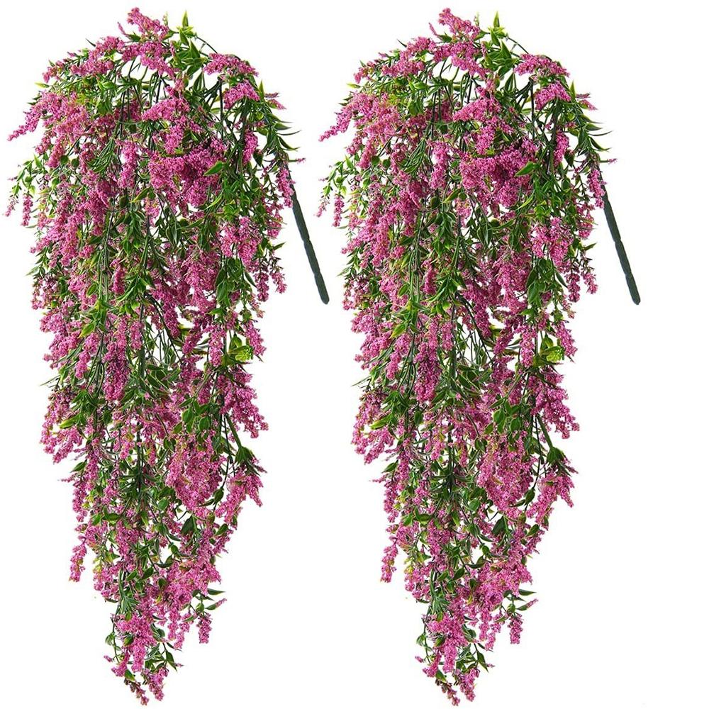 1/2pcs Lavender Wall Hanging Plastic Rattan Artificial Flowers Living Room Bouquet Wedding Decoration Plants Basket Cane Vine