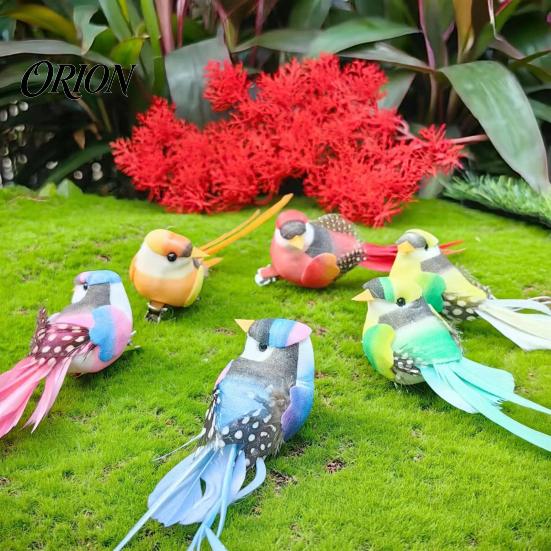 Artificial Birds for Micro Landscape Ornaments 12Pcs Pearl Birds, Feather Bird Ornament with Clip, Decorative Potted Plants And Moss Realistic