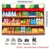 2D Kids Room Tapestry, Grocery Store Shelves with Vegetables & Drinks Decor