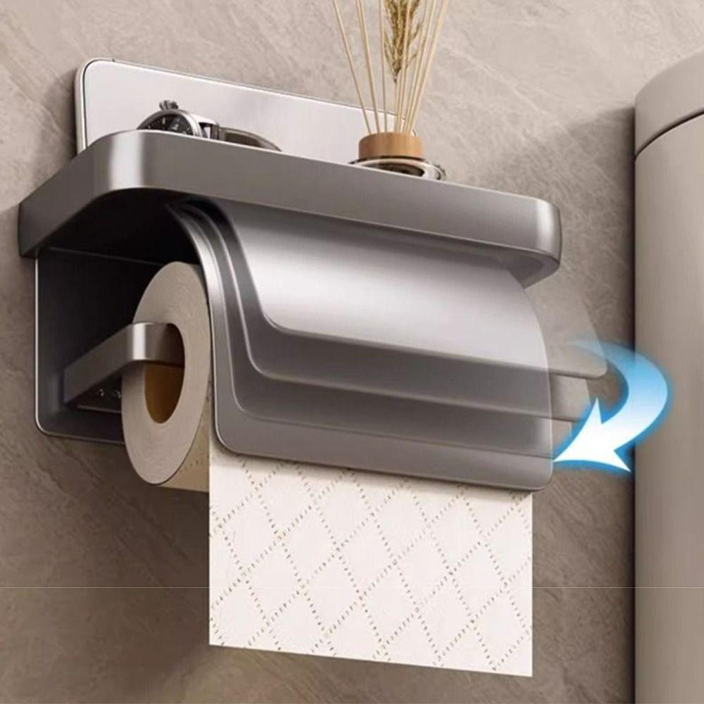 Baffle Design Toilet Paper Holder Punch-free Tissue Roll Hanger Bathroom Tissue Self  Kitchen