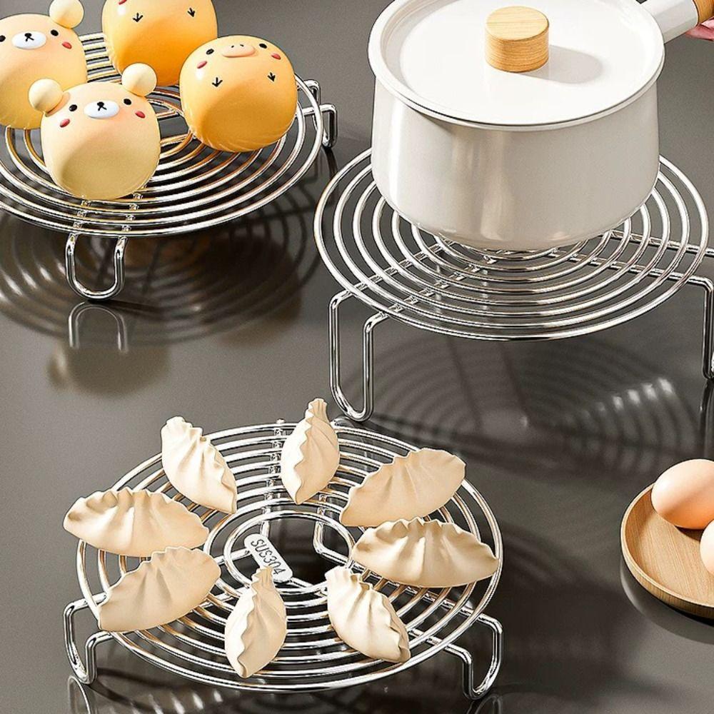 Tablettständer 304 Edelstahl Dampfgarrost Rund Multifunktions-Kochrost Topf Dämpfeinsatz Küchenzubehör