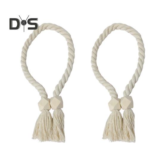 

2 шт. Магнитные деревянные шарообразные подхваты для штор из натурального хлопка, плетеные вручную веревки, бохо, домашний декор, держатели для штор 2pcs Hexagon бежевый