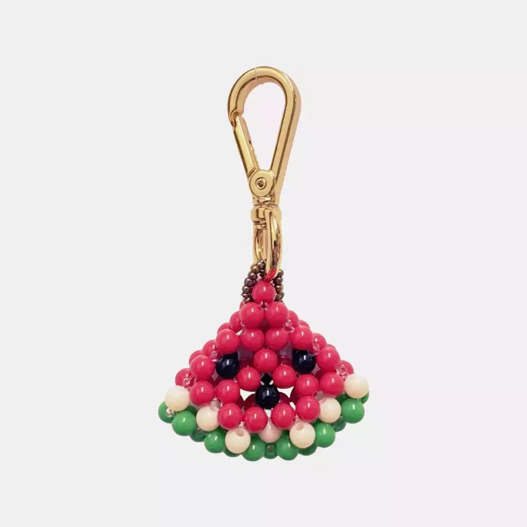 18K Gold Fruit-Inspired Apple & Watermelon Pendant with DIY Colored Beads and Lemon Design.