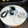 Diamond-encrusted Xiaoxiangfeng folding mirror keychain creative bead string portable car key chain makeup mirror bag pendant