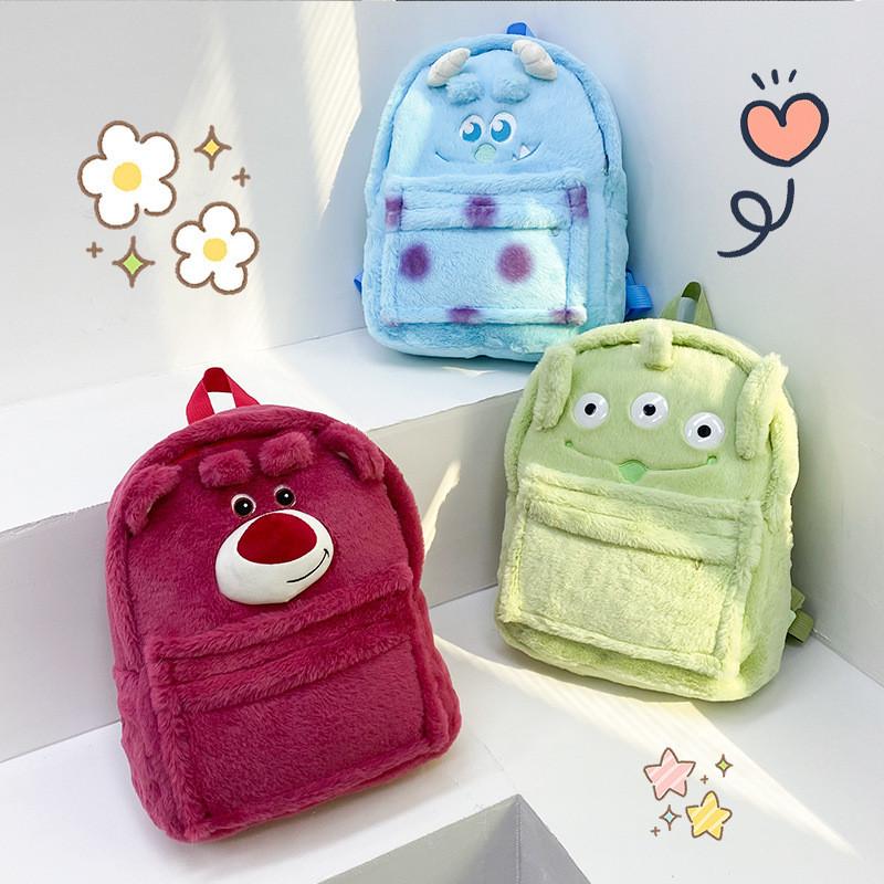 2023 New Summer Strawberry Bear Backpack Large Capacity Thickened Plush Cartoon Bag For Sweet Girls