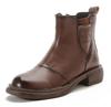 New Genuine Leather Low Heel Beef Sole Women's Ankle Boots Fashion Casual Leather Boots Warm Cotton Shoes C875