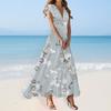 Boho Dress For Women Casual Loose Fit Summer Sundress Floral Print Dress With Pocket