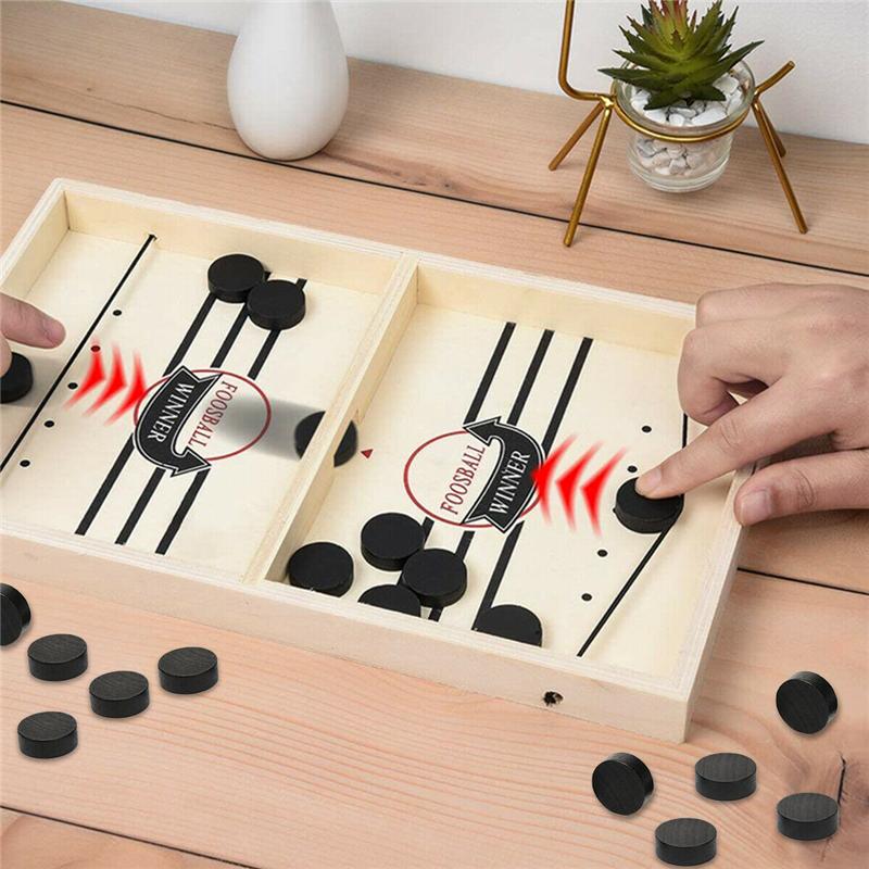 Fast Hockey Sling Puck Game Paced Wooden Table Winner Games Interactive Chess Toys For Adult Children Desktop Battle Board Game