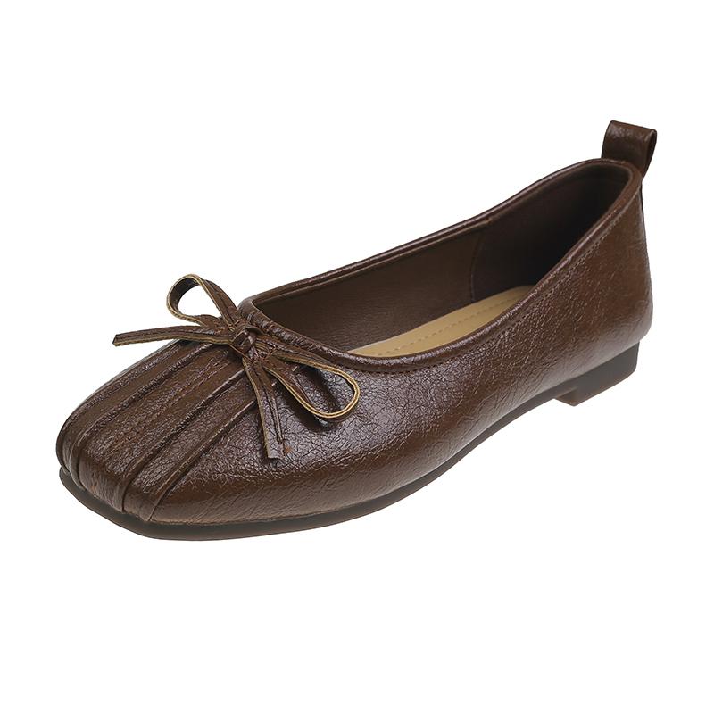Shoes Woman 2025 Low Heels Bow-Knot Autumn Female Footwear Shallow Mouth New Grandma Summer Butterfly Boat Fall Dress Butterfly-