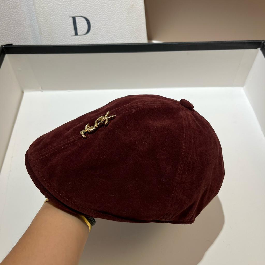 Vsl Paris Catwalk Autumn Octagonal Beret High Quality Big Hat Frosted Leather Painter Hat