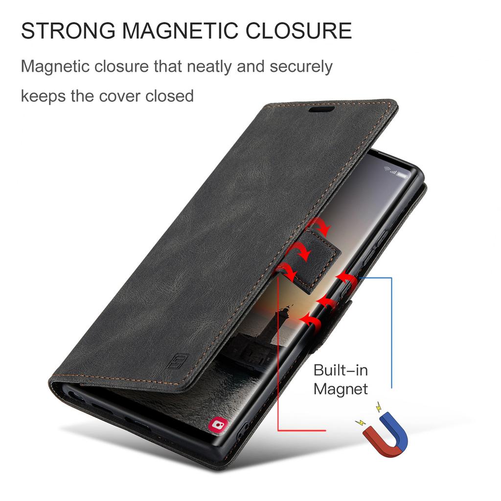 Premium Vintage Leather Wallet Case for Samsung Galaxy S24 Ultra - Flip Cover with Card Slots, Shockproof Retro Style (4 Colors)