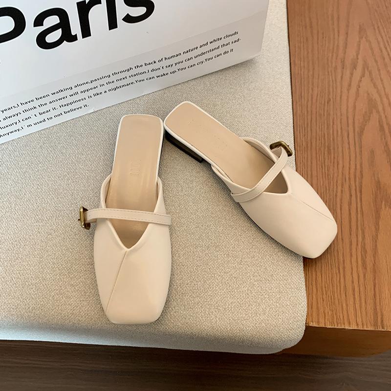 Flat-bottomed bag head half slippers women's summer wear new one-pedal lazy shoes women's cool slippers
