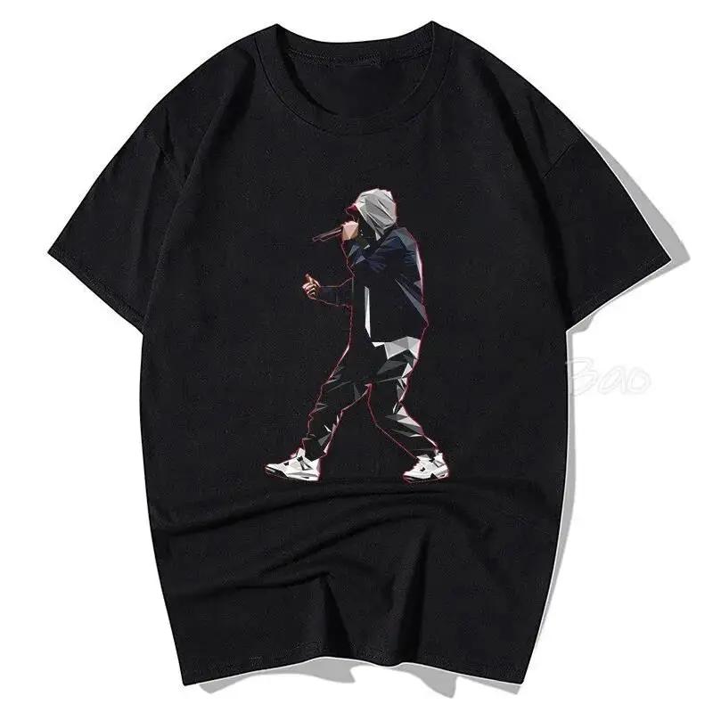 2025 Sommer Rapper Eminem Grafikbedrucktes T-Shirt Herren Retro Reine Baumwolle HipHop Mode Lässig Locker geschnittenes T-Shirt Damen