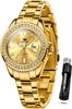 OLEVS Stainless Steel Quartz Watch with Diamond Luminous Easy To 30M Water Gift for Gold Women's Dial, Display, Read, Resistance, Popular, Cute,