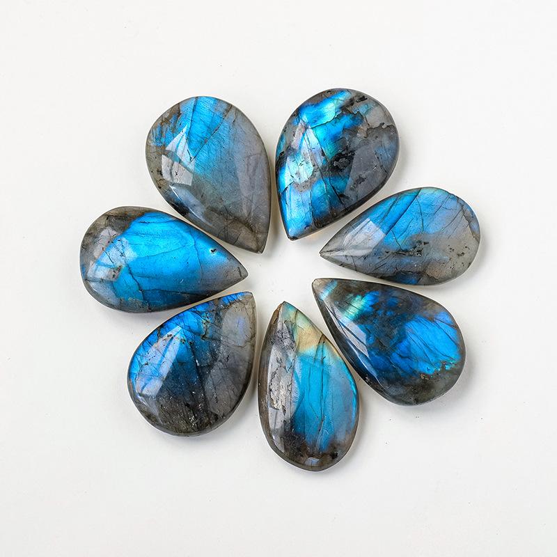 Natural Blue Labradorite Quartz Polished Gemstone Water Drop Ore Moonstone Crystal Palm Stone Home Decoration Healing Gifts
