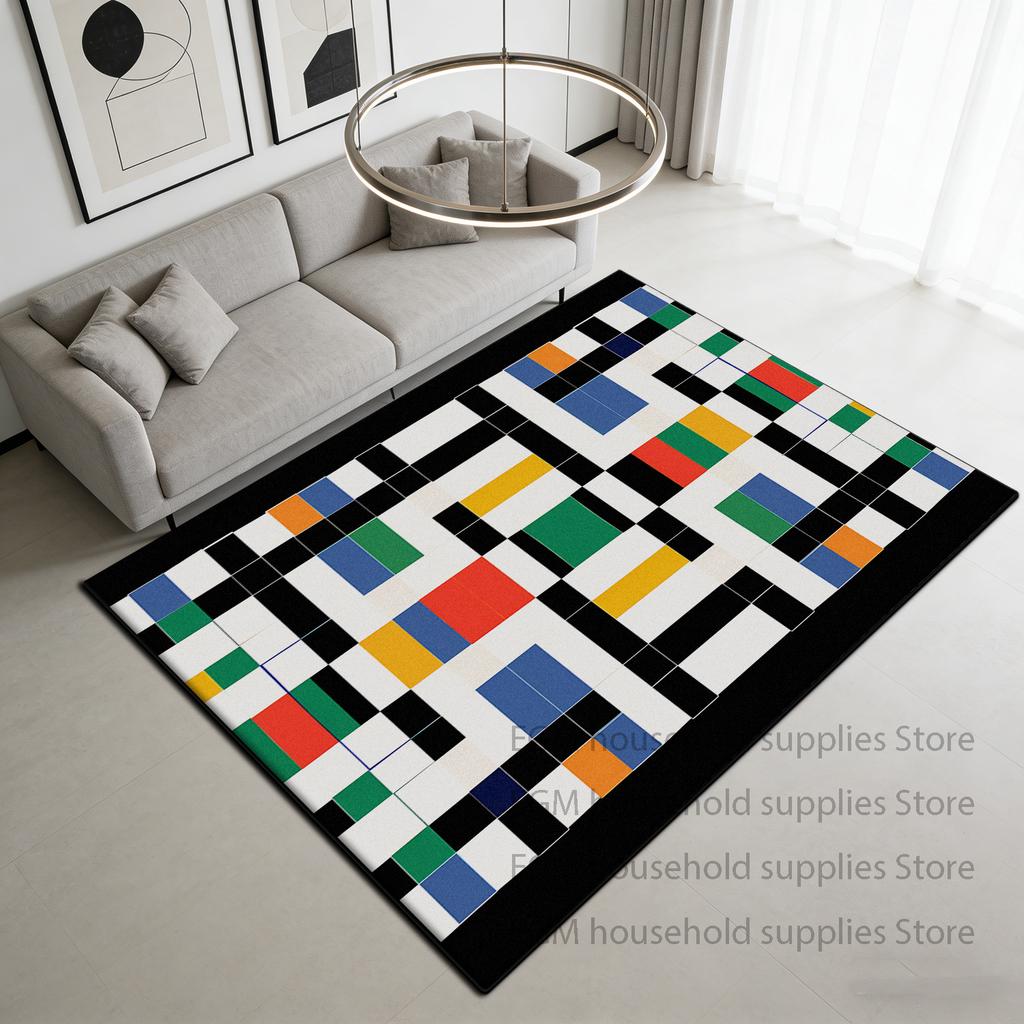 Modern Black White Carpet Minimalism Striped Decoration Bedside Bedroom Rug Lounge Cloakroom Antiskid Study Floor Mats Washable