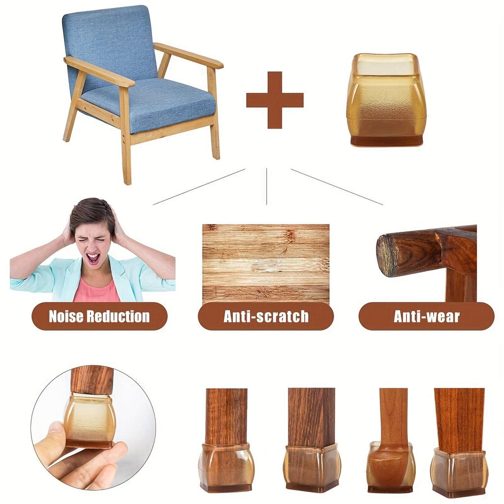 Upgrade Thick Super Wearproof Anti-Slip Granule Chair Leg Caps - Fit 0.79-1.18inch To 1.57-1.97inch Diameters and Widths - Plastic -Silent and Durable